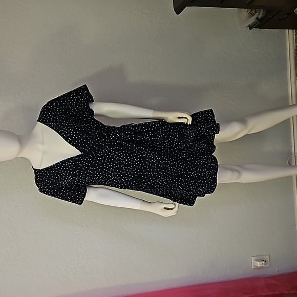 RELIPOP Polka Dot Ruffle Flounce Wrap Dress Large - Picture 3 of 10